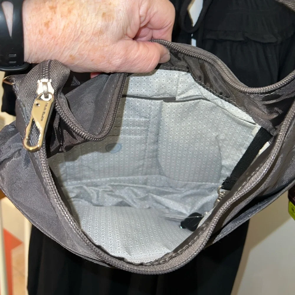 Travelon Anti-Theft Security East/West Gray Hobo Bag NWT